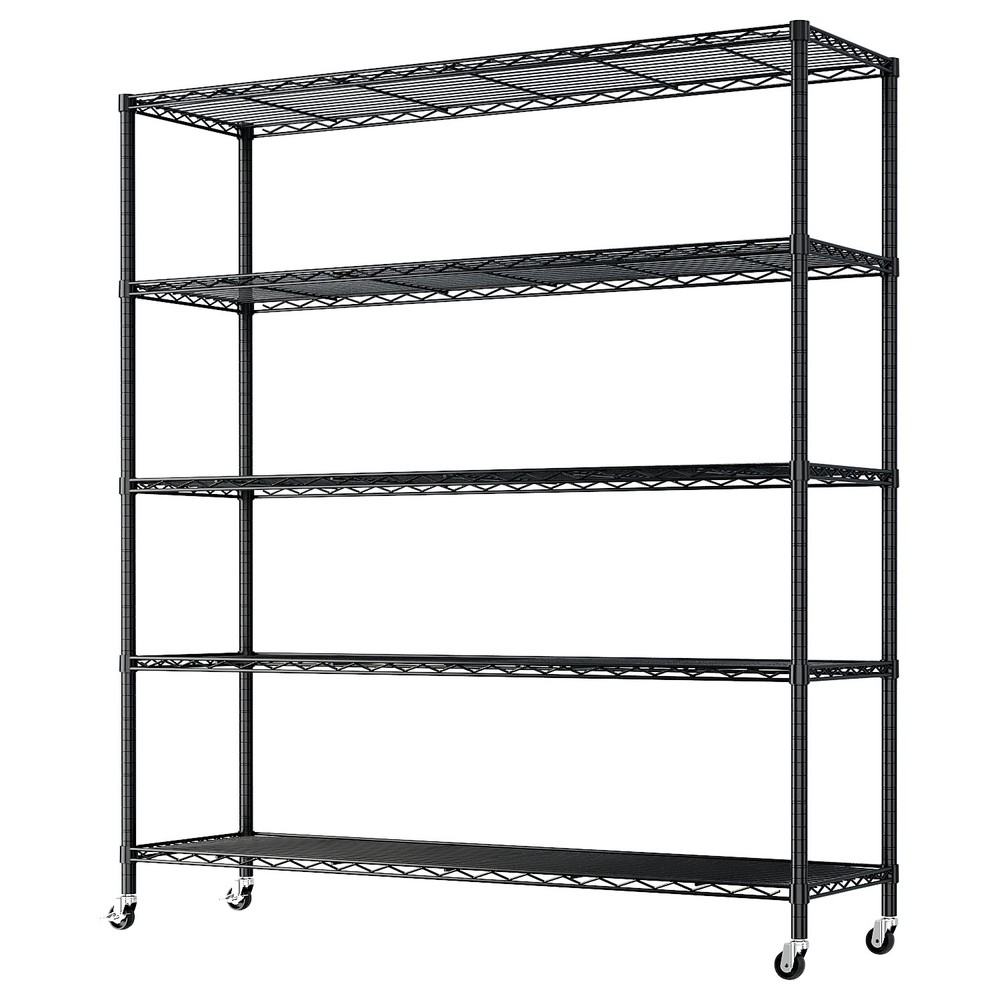73" H Storage Shelves Wire Shelving with Wheels for Warehouses Garage Kitchen