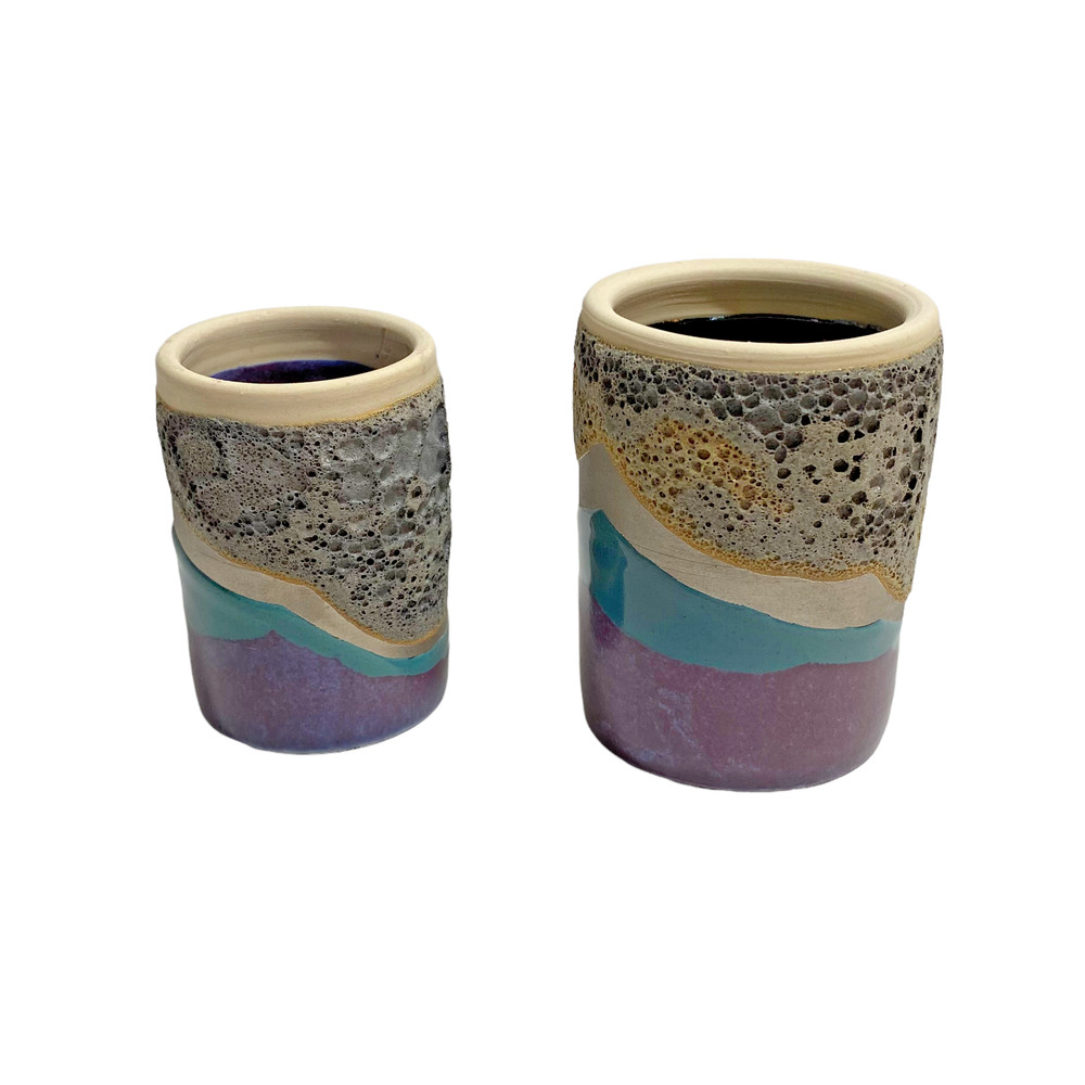 Decorative Handmade Textured Pottery Tea Light Holders Mini Vases