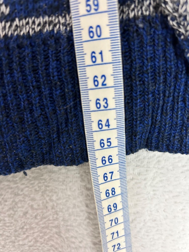 Unbranded, Men's Blue + Grey Patterned Round Neck Pullover Jumper, One Size