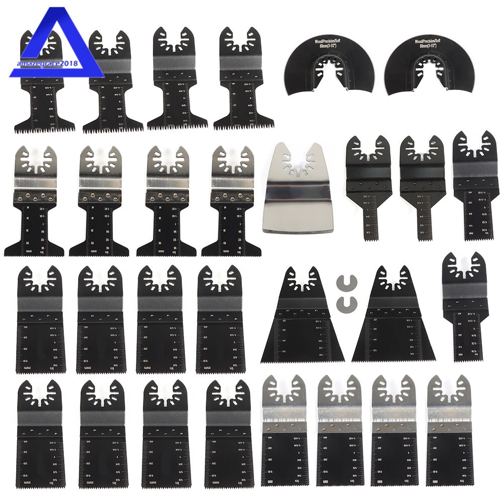 31 pieces Universal Quick Release Multitool Oscillating Saw Blades Kit