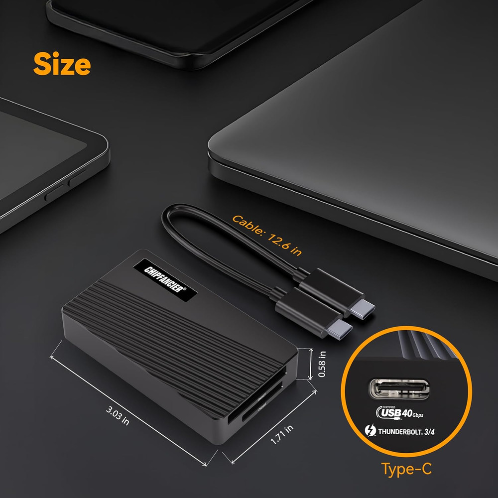 2-in-1 CFexpress Adapter Memory Card Reader for Type A & B, 40Gbps USB 4.0