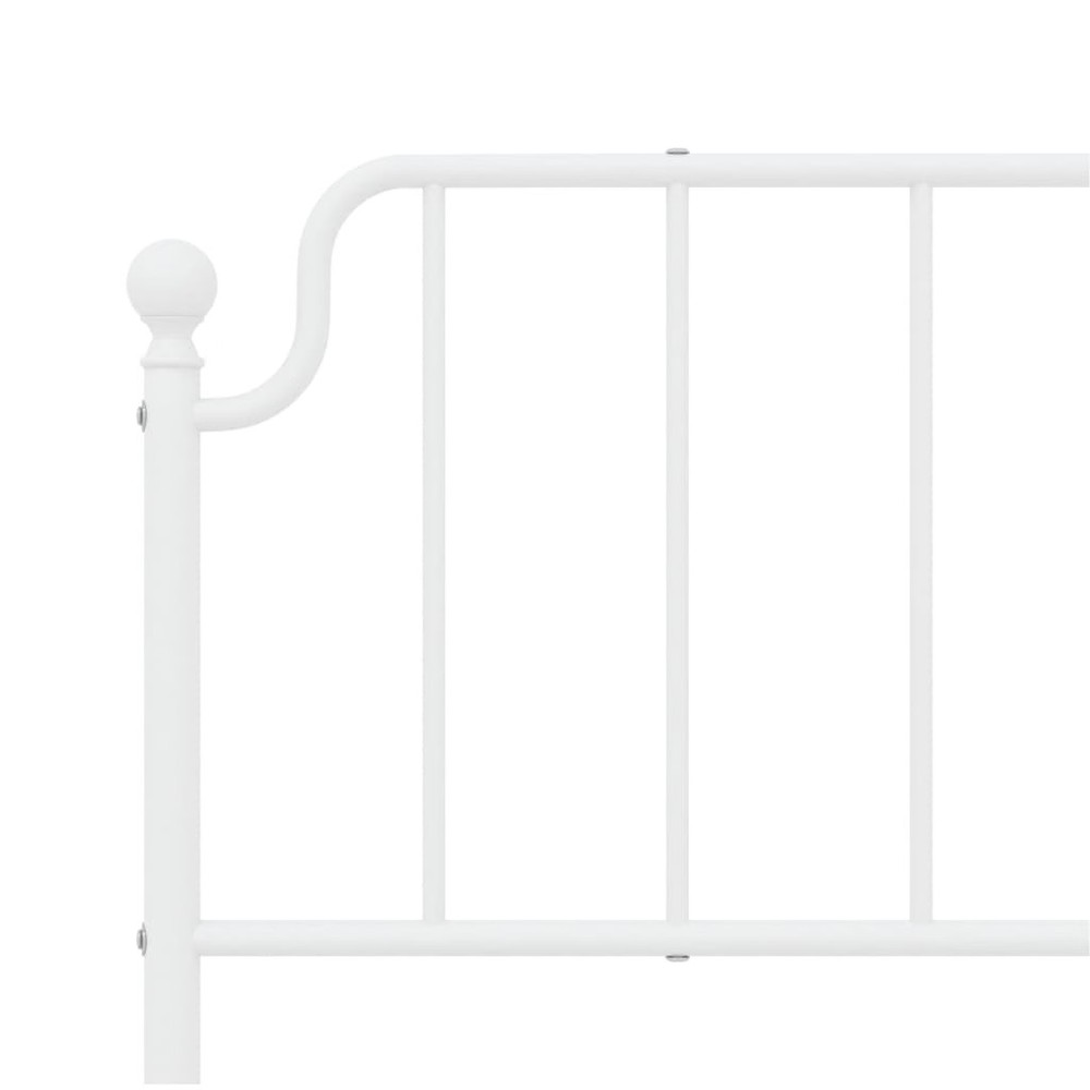 Bed Frame White Powder-Coated Steel Full Bed Frame Rectangular