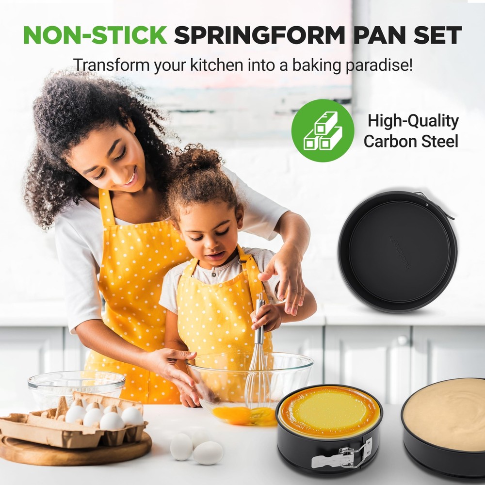 NutriChef 3-Piece Nonstick Springform Pan Set - (Black)
