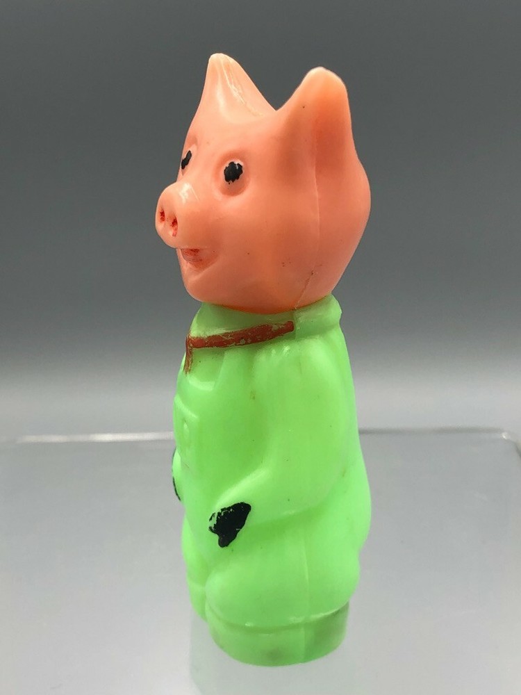 1974 Plastic PIG Overalls CANDY CONTAINER Vintage