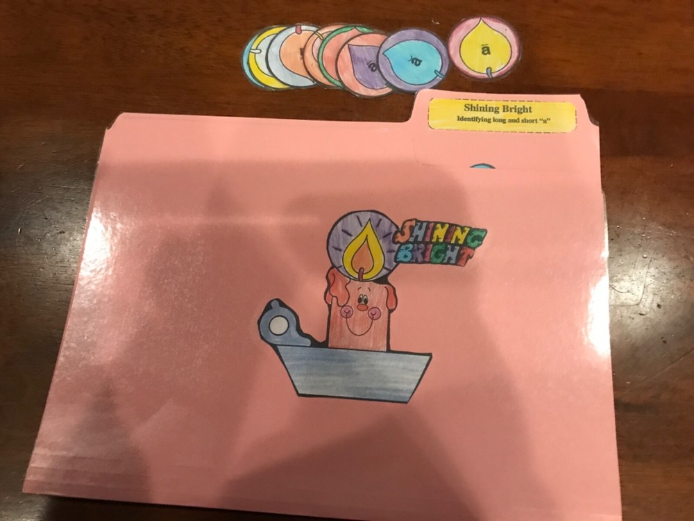 Shining Bright! Long short “a” 2nd  grade language arts file folder game