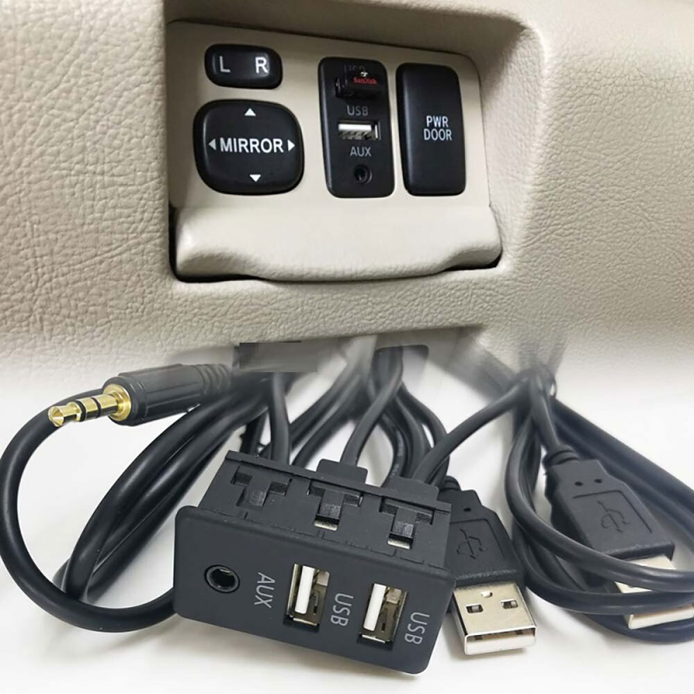 US Car Dash Flush Mount AUX USB Port 1.5M Panel Dual USB Extension Cable Adapter
