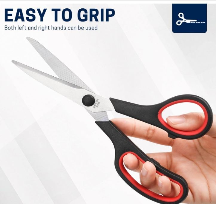 5-Pack, 8" Scissors All Purpose Comfort-Grip Handles Sharp