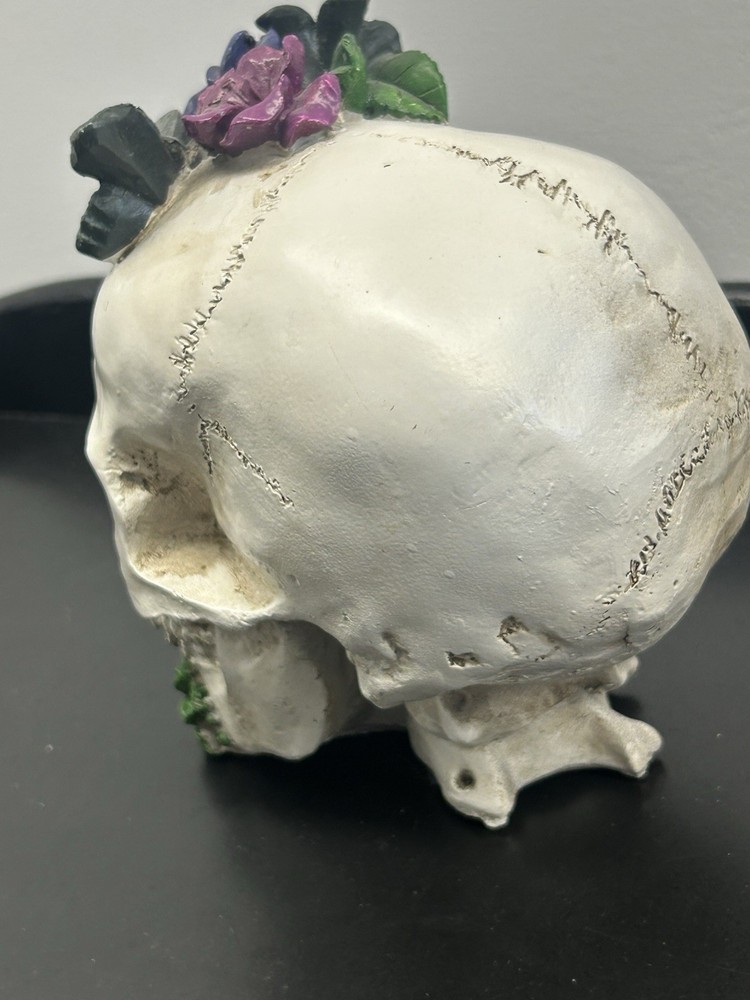 Floral Resin Skull with butterfly