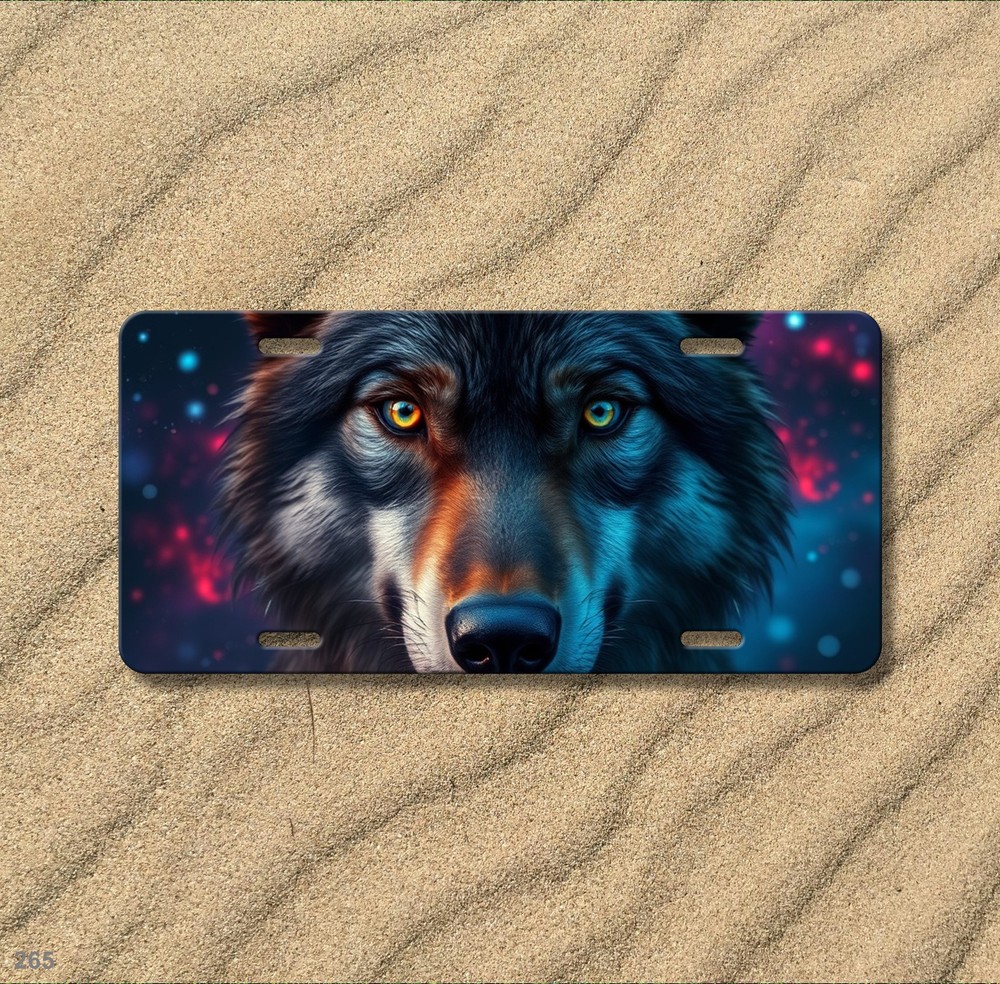 Beautiful Wolf License Plate Optional Text Front Plate Unique Gift