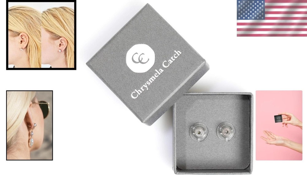 Secure Locking Earring Backs in Platinum - Hypoallergenic with Support Disc