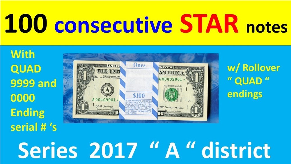 2017  $1 STAR pack " A " district ==  00409901*  ==  w/ rollover Quad endings =