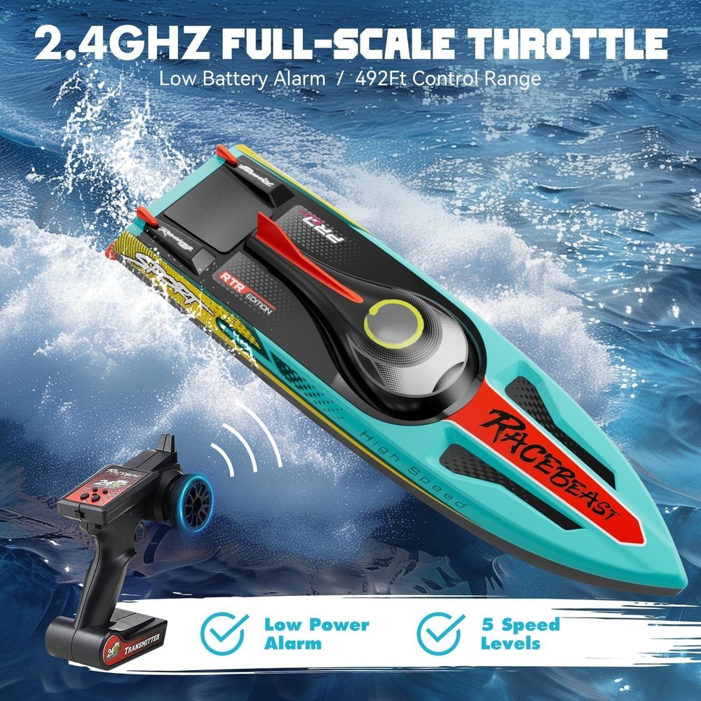 19" Racing Boat with LED Lights & Fishing Function