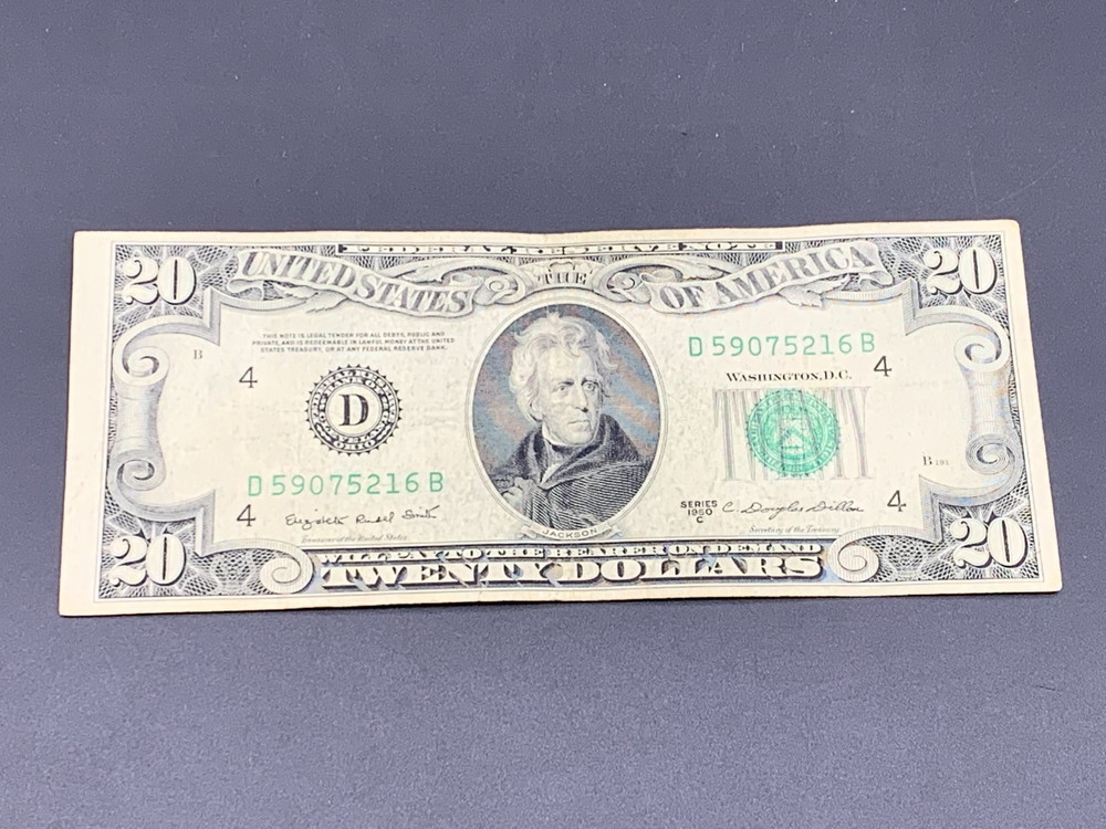 VINTAGE 1950 $20 MISCUT ERROR BILL (C32)