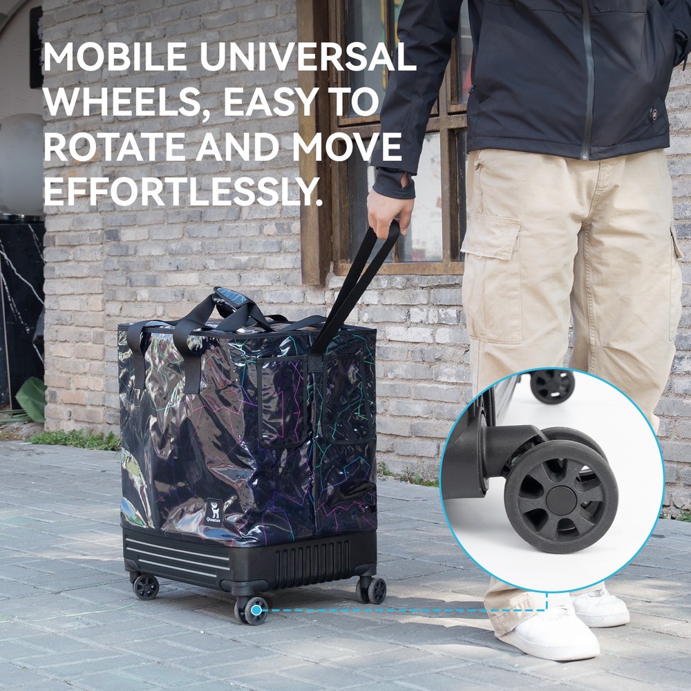 Quanture 75LRolling Camping Travel Storage Foldable Towing Bag w/Wheels & Handle