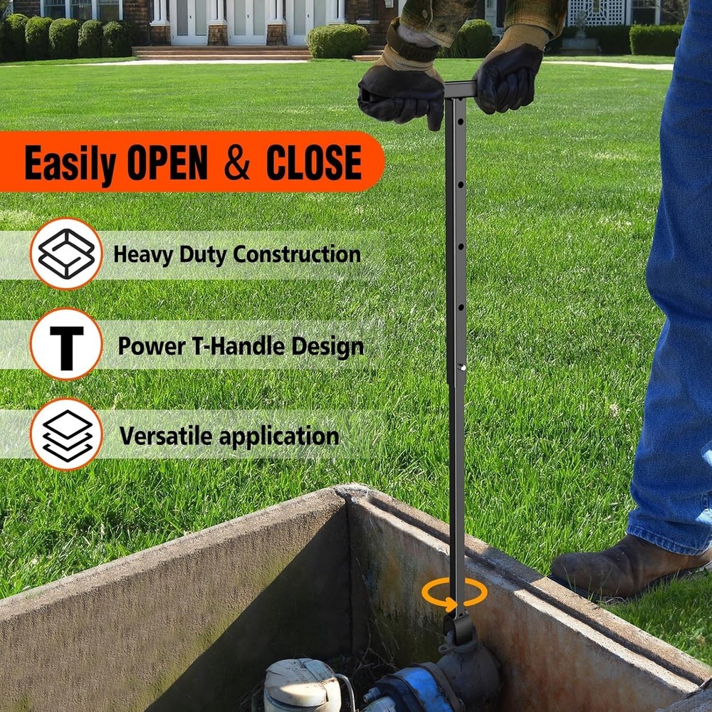 Multi-Functional Water Meter Shut Off Tool 29" T-Handle