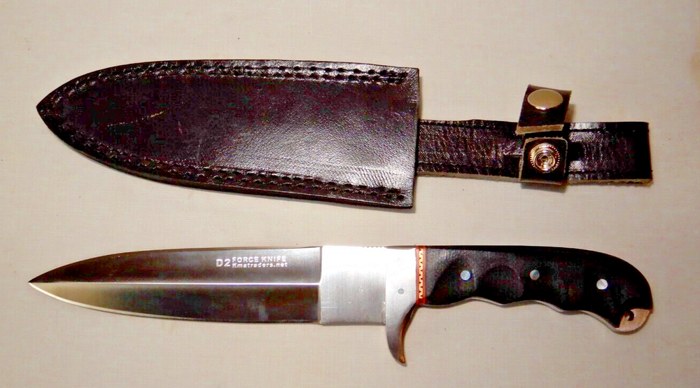 MASSIVE D2 Force 11 1/2" Dagger with Leather Sheath NEVER USED - DISPLAYED ONLY