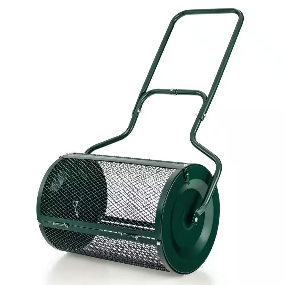 24 In. 2.7 Cu. Ft. Capacity Handheld Metal Mesh Peat Moss Spreader with Upgrade