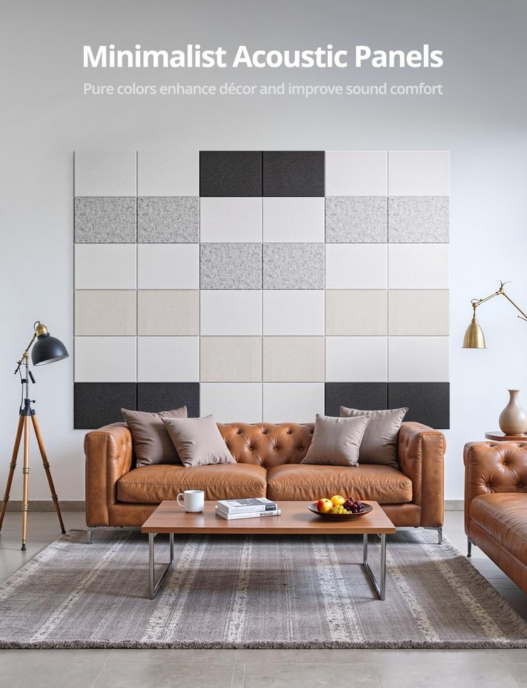 Rectangle Acoustic Wall Panels, Sound Absorbing Panels for Walls, Ceiling, Do...