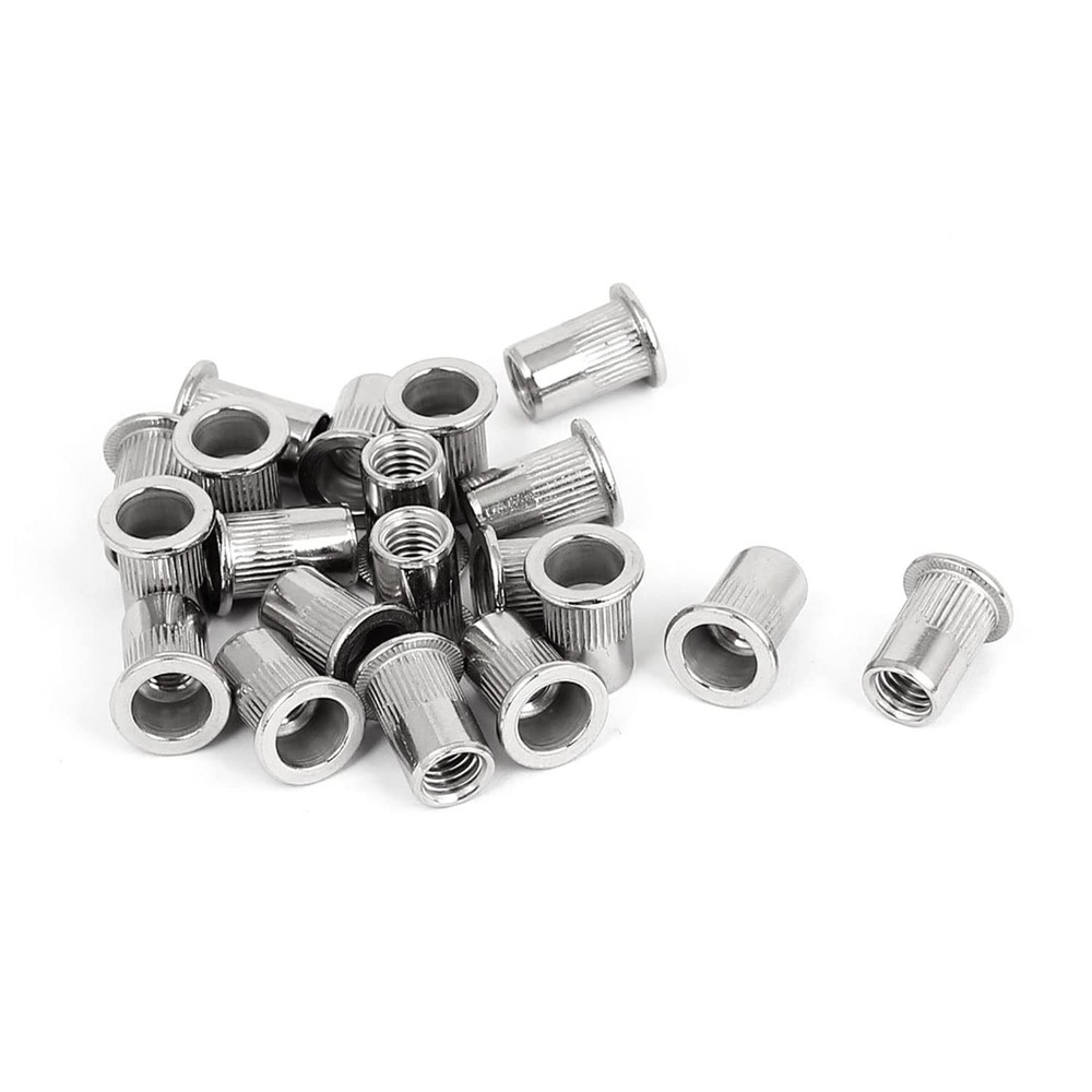 1/4"-20 Rivet Nuts - 50 Pcs Stainless Steel Rivnuts, Flat Head Insert Nut wit...