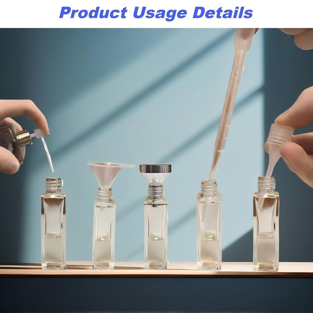 10Pcs Mini Funnels Sets, Aluminium Plastic Small Funnels with Mini Plastic Dropp