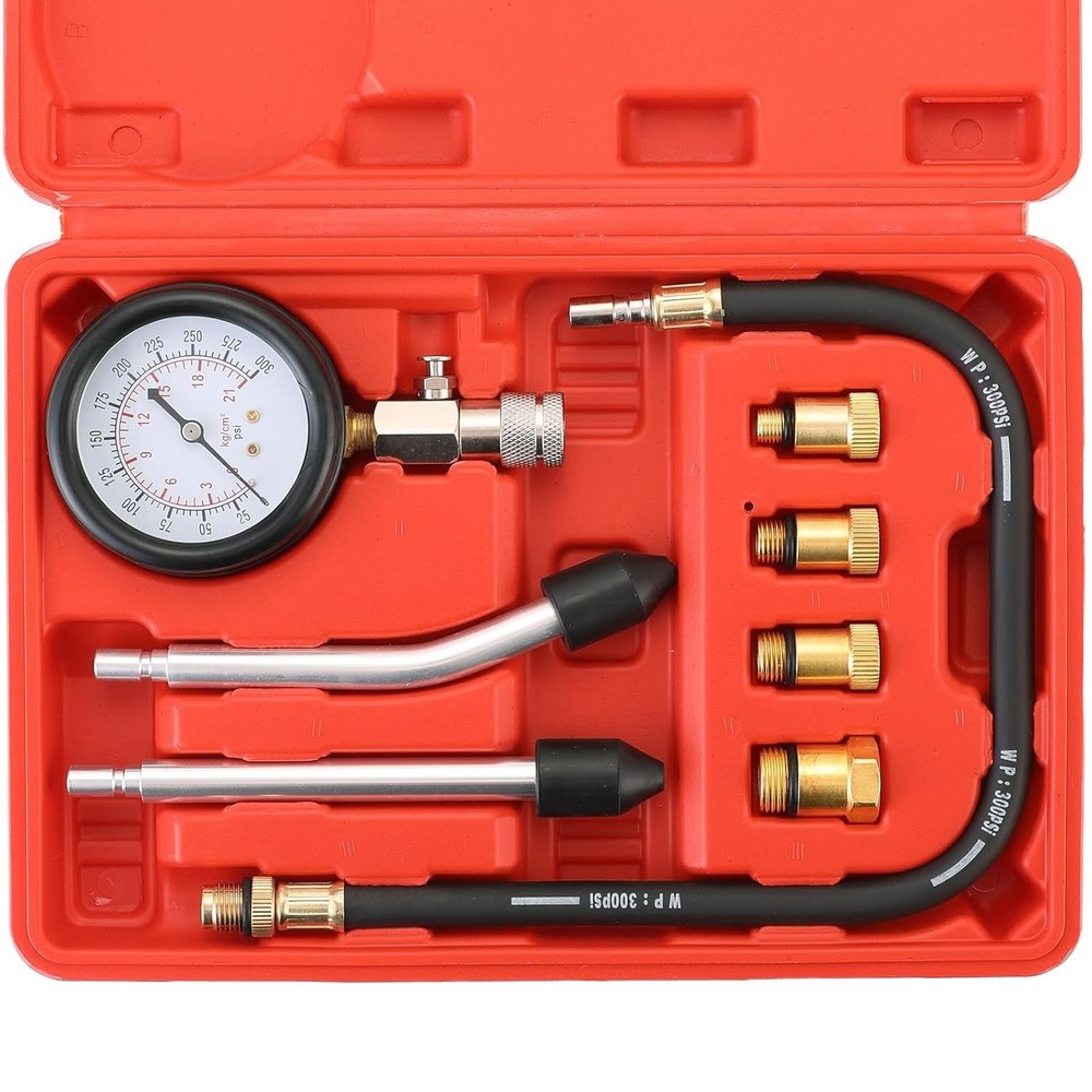 AUTO ATV CAR MOTORCYCLE ENGINE COMPRESSION TESTING GAUGE GAGE CHECK TEST KIT