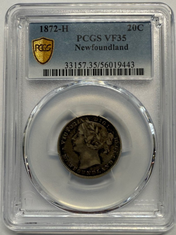 1872-H Newfoundland Twenty Cent 20c - PCGS VF35   A2