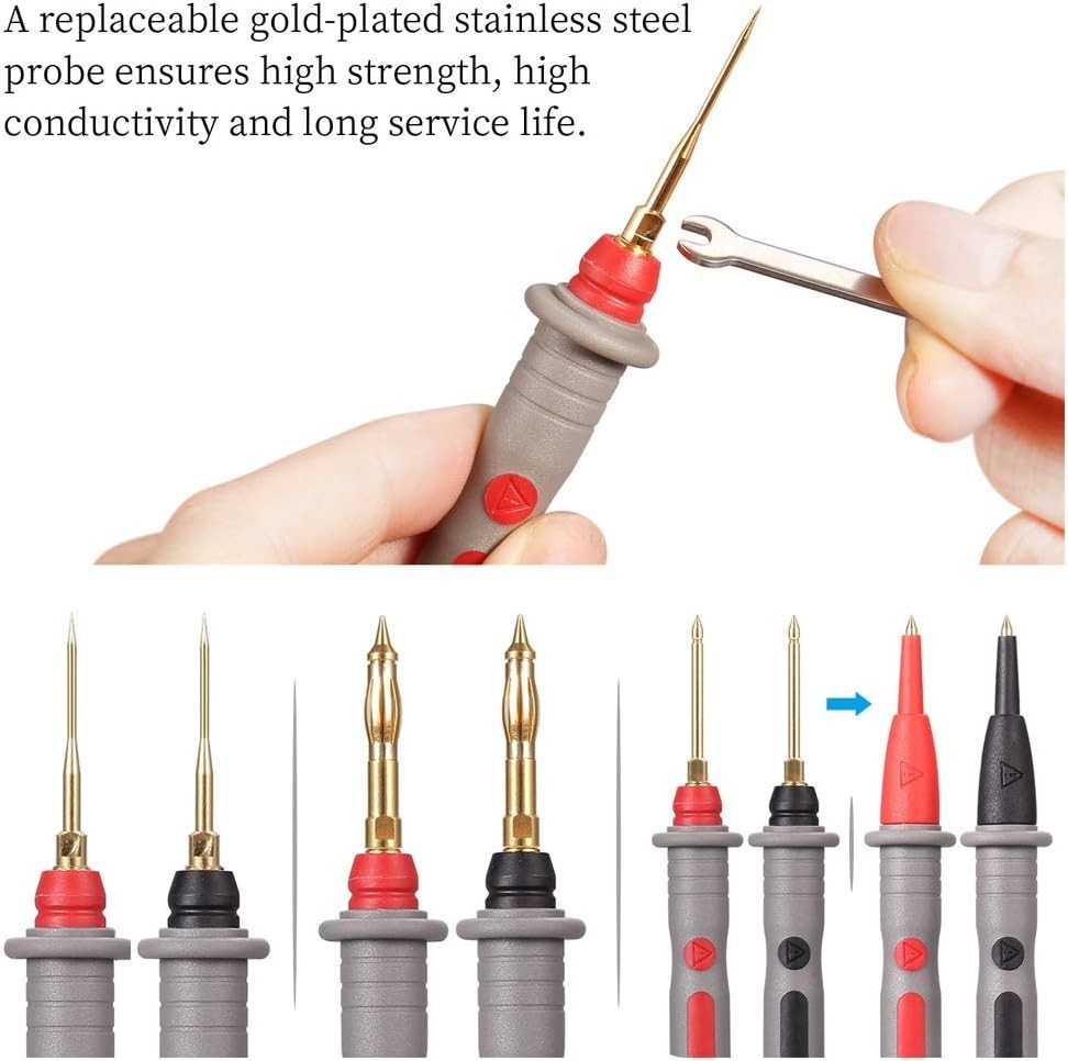 Multimeter Leads Kit Probes Alligator Clips Hooks with Storage