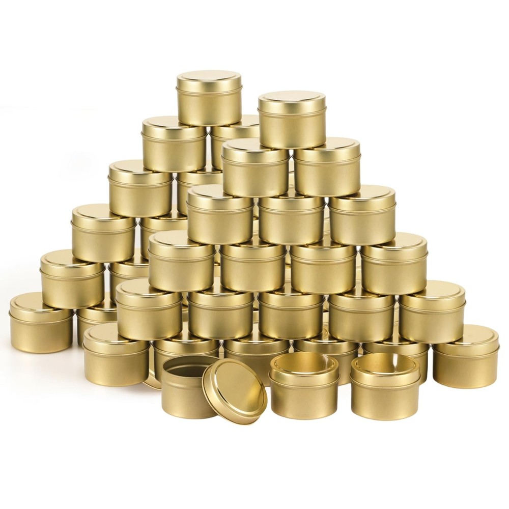 48 PCS 4 Oz Gold Candle Tins Bulk Jars Making Containers Storage DIY Empty