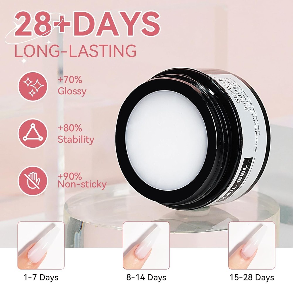 3D Nail Art Gel Clear and White Solid Builder Gel for Nails Non-Stick Hand Sculp