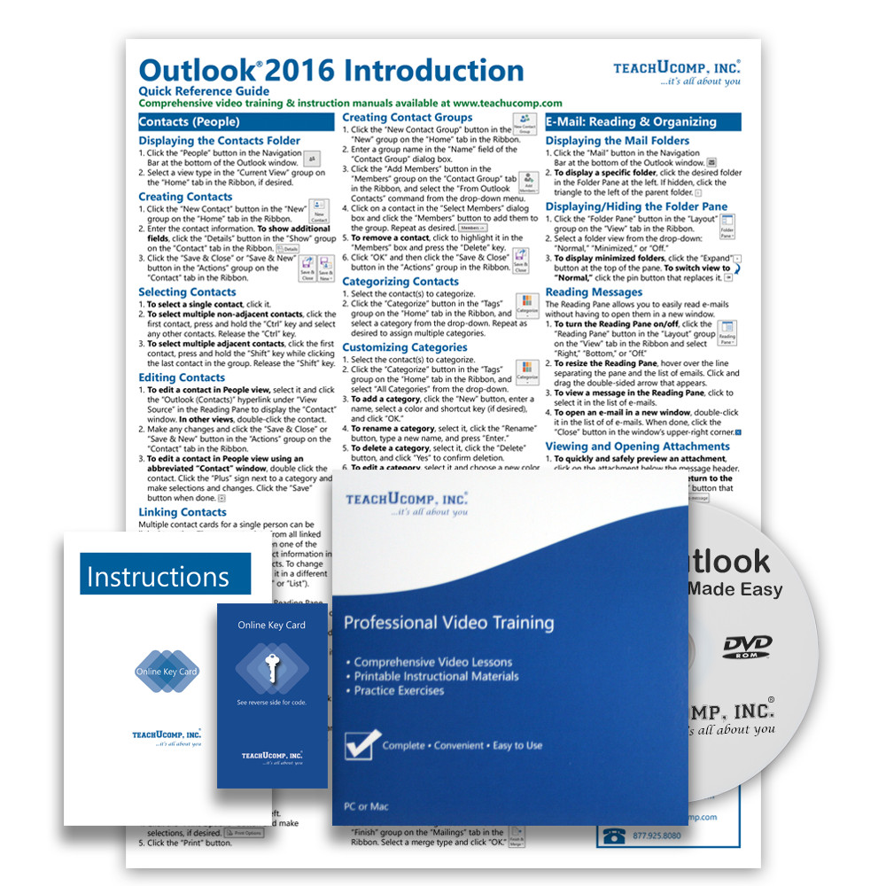 MICROSOFT OUTLOOK 2016 DELUXE Training Tutorial Course and Quick Reference Guide