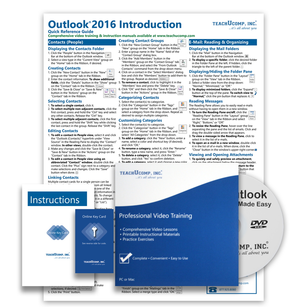 MICROSOFT OUTLOOK 2016 DELUXE Training Tutorial Course and Quick Reference Guide