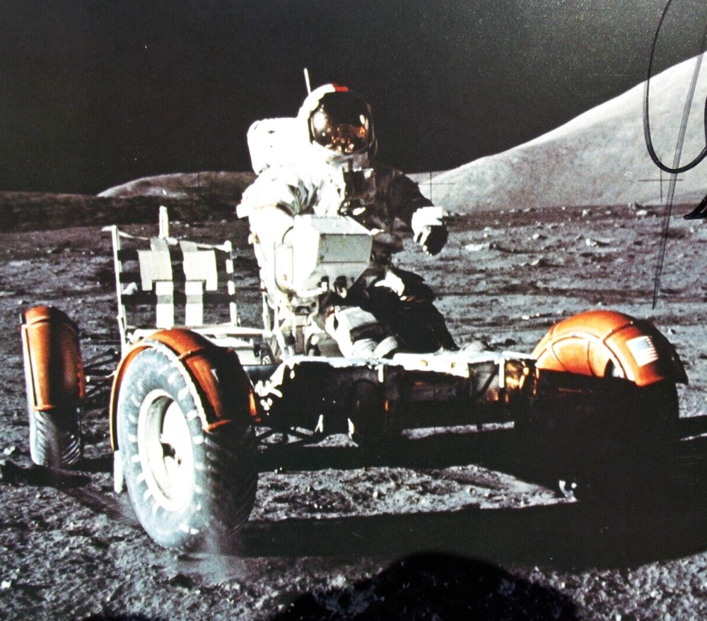 Apollo 17 Commander Gene Cernan Signed NASA Released Lithograph Lunar Rover