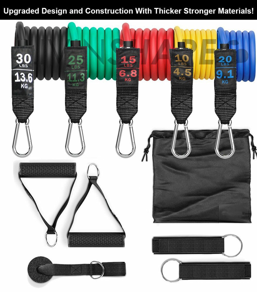 Exercise / Resistance Band 11 Piece Set | Upgraded Design | Adjustable Weights