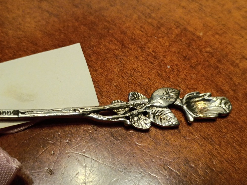 Serving Fork, Rose, 800 Silver With Box