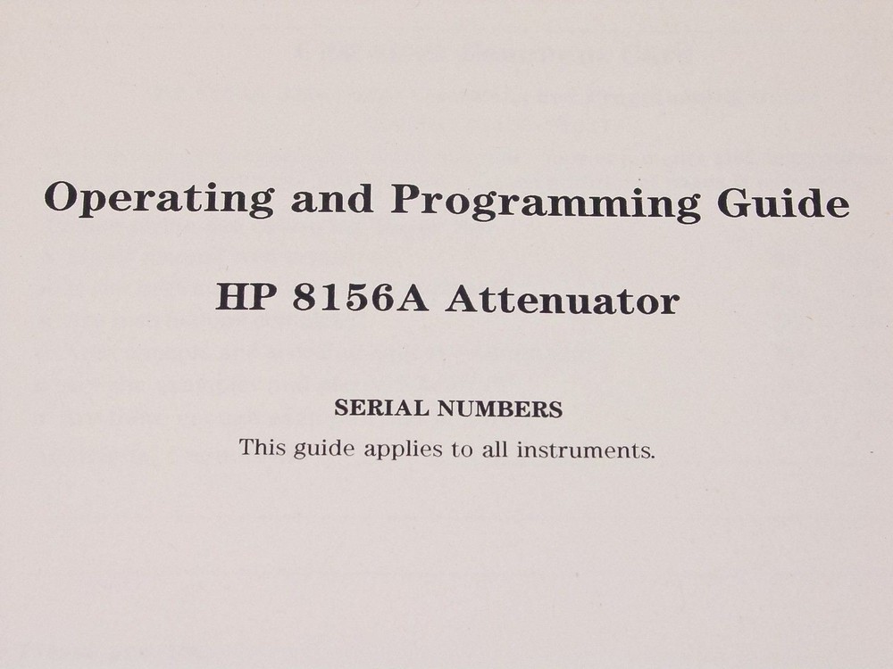 HP 8156A Attenuator Operating & Programming Guide - Softcover Bound