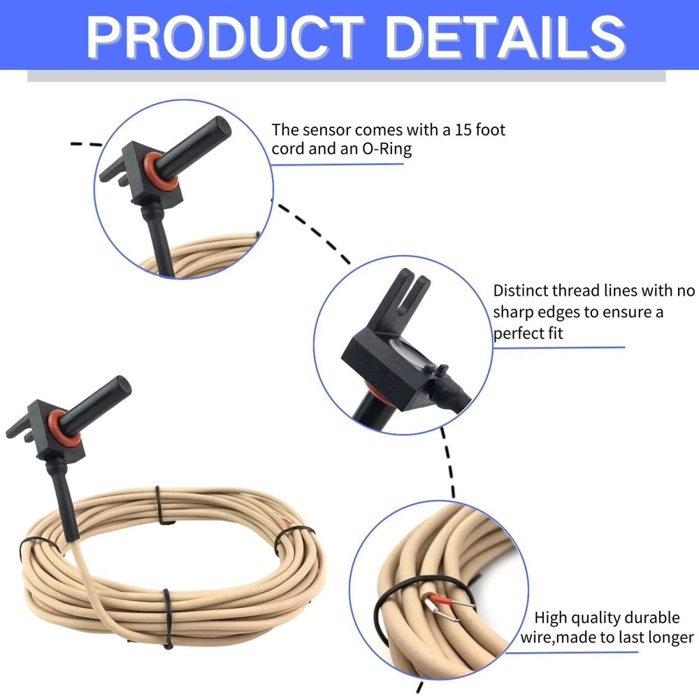 GLX-PC-12-KIT 10K Thermistor Temperature Sensor with 15-Feet Cable...