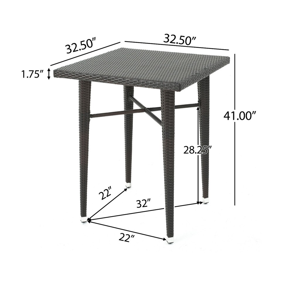 Landan Outdoor 5 Piece Multi-brown Wicker Square Bar Table Set