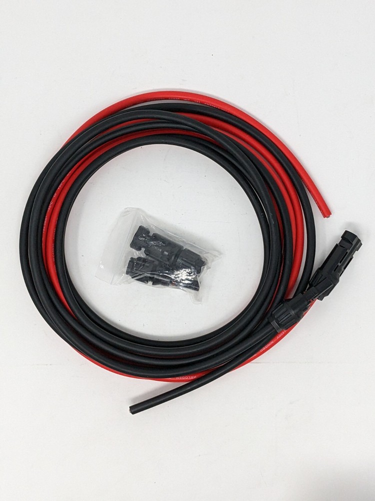 Solar Extension Cable with Extra Free Connector(10FT Red+10FT Black)