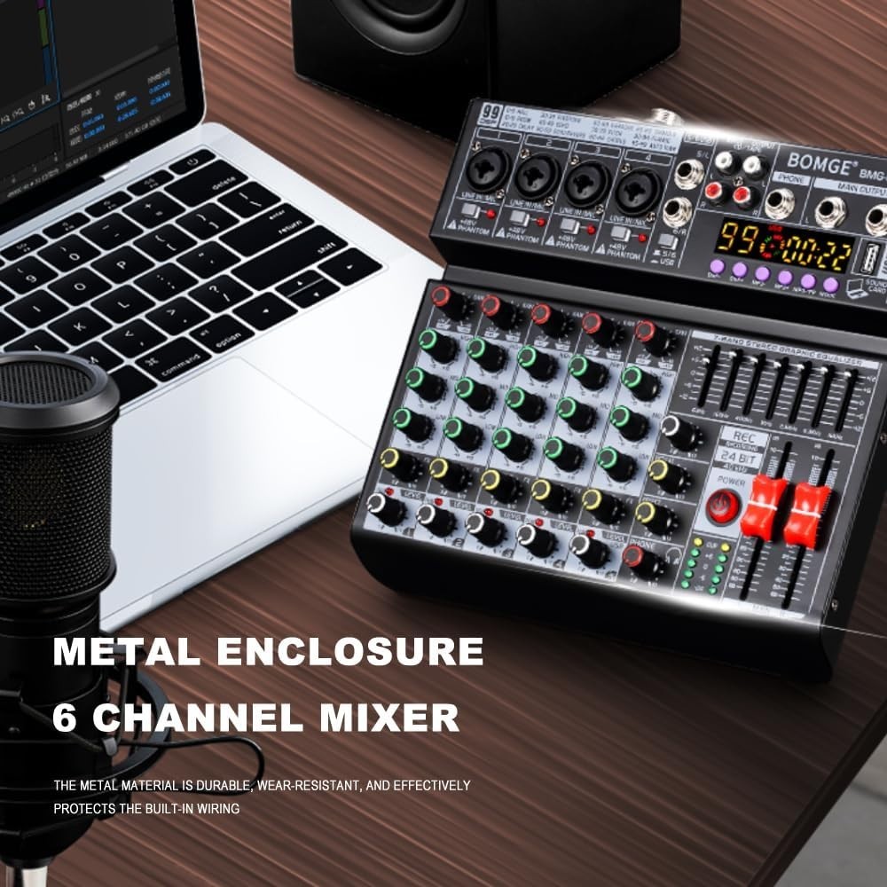 Compact DJ Mixing Console - 6 Channels, 99 DSP Effects & Independent EQ Control