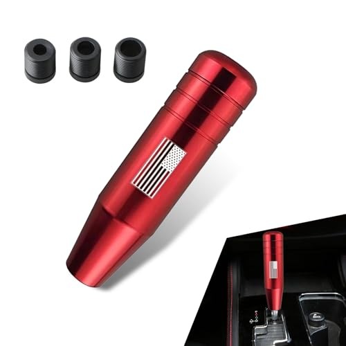 SLIMI Gear Stick Shifter Knobs, American Flag Metal Shift Knob, 5" 1 PC Red