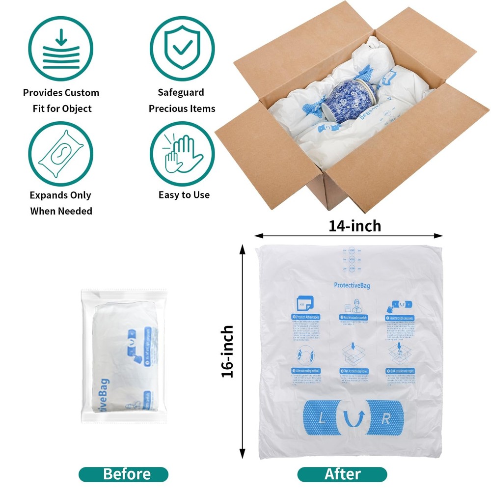 8 Pcs 14”x16” Expanding Foam Packaging for PC & Irregular-Shaped Items - Shoc...