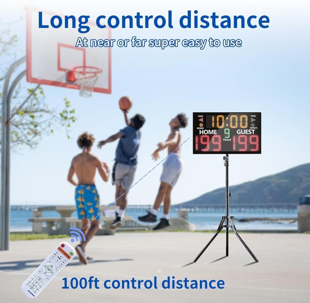 Big LED Digital Electronic Portable Basketball Scoreboard Timer Clock Remote Sco
