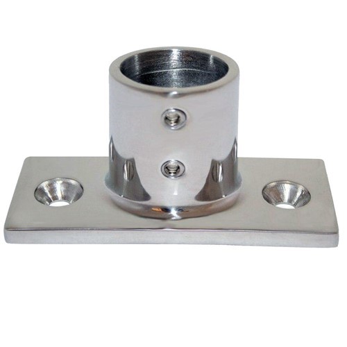 Whitecap 1" O.D. 90 Degrees 2-Hole Rectangle Base SS Rail Fitting