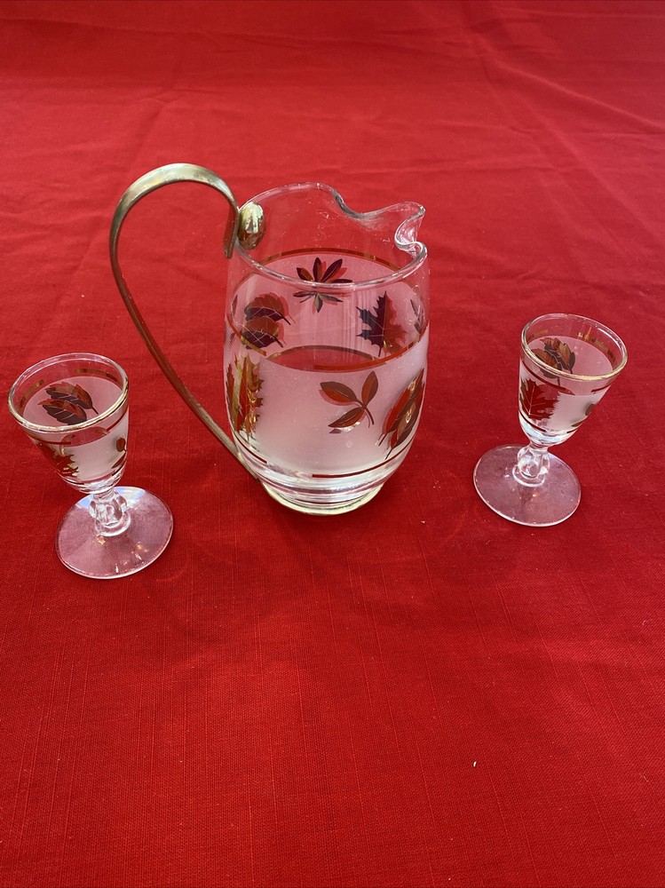 Libbey Footed Cordial Glasses & Small Pitcher