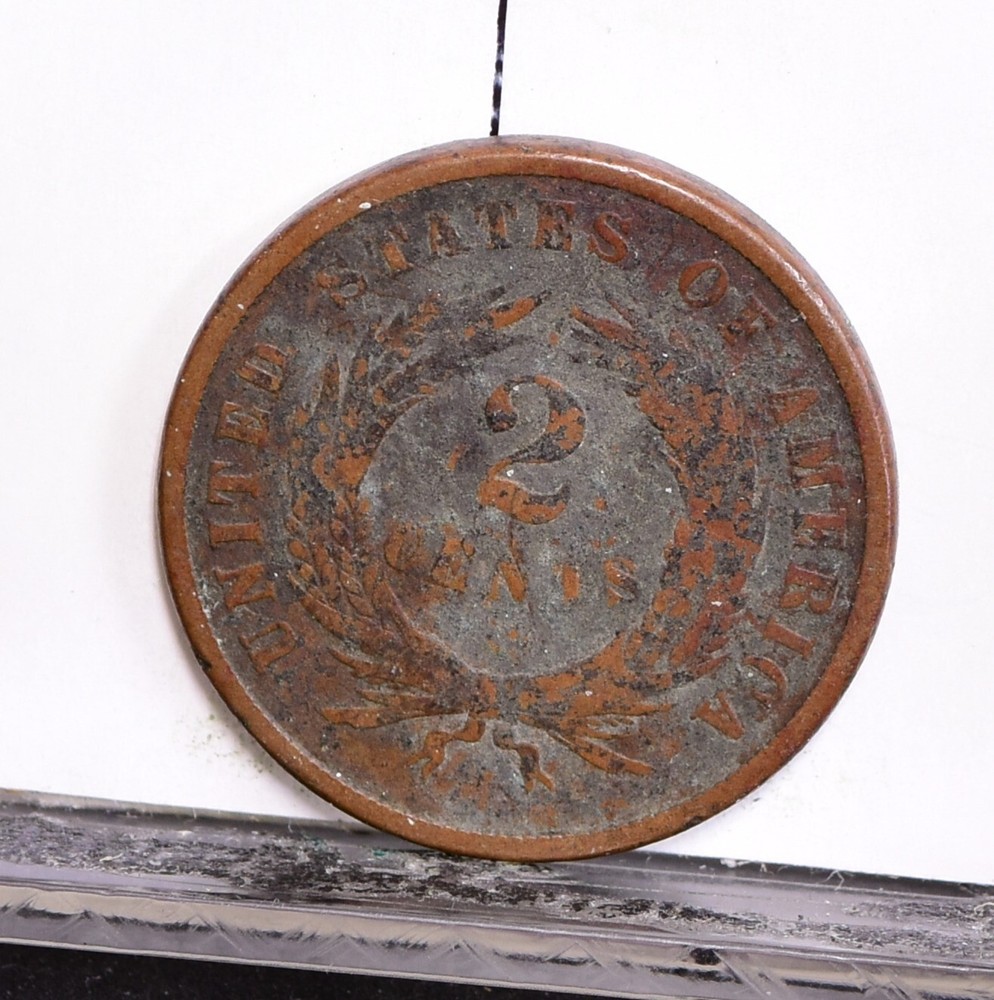 1865 Two Cent Piece - Good Details, Verdigris (#56774-L)