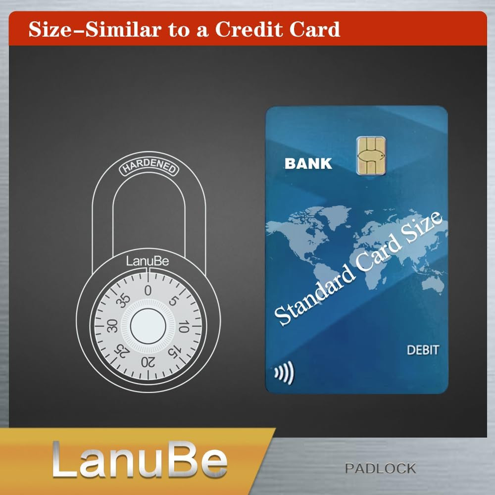 Lock Standard Dial Combination Lock 2 in. Wide, with Different Combinations Blac