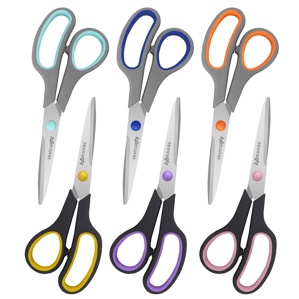 6 Pack Scissors for Office School 8 Inch All Purpose Bulk Sharp Shears Student
