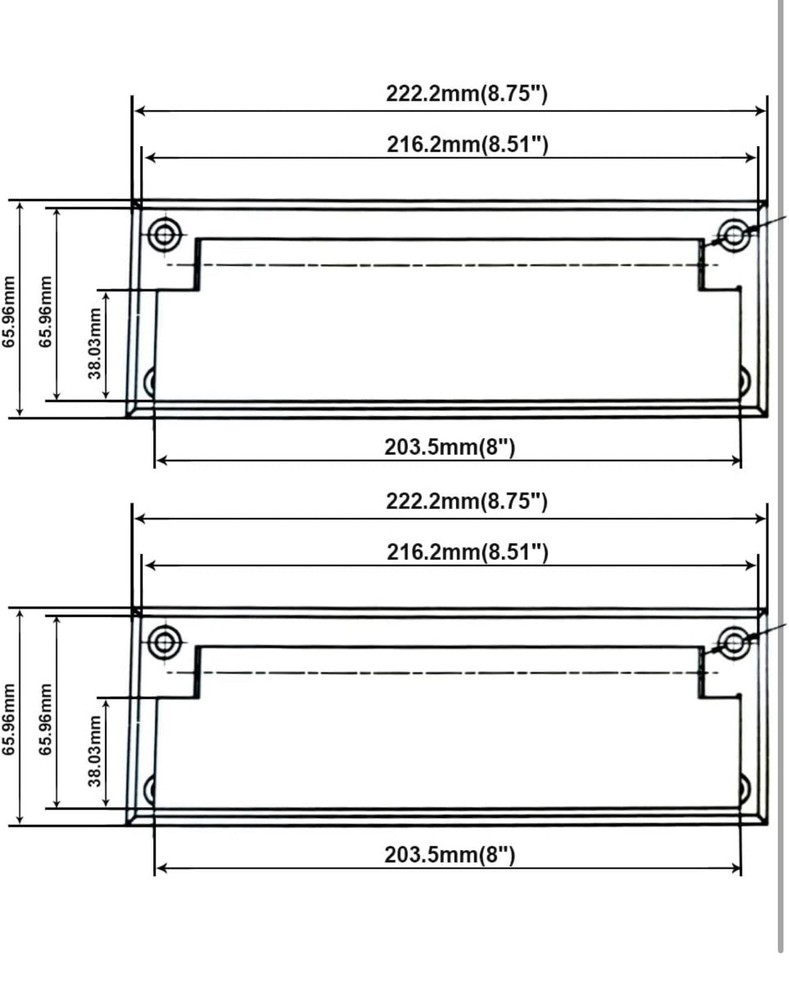 1 SET Solid Brass Mail Slot Interior Frame Back Plate 8-7/8''X2-7/8 Matte Black