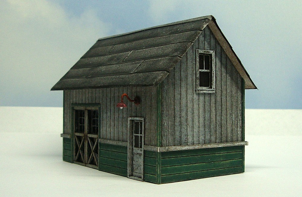 HO scale built wood model Maintenance Shed