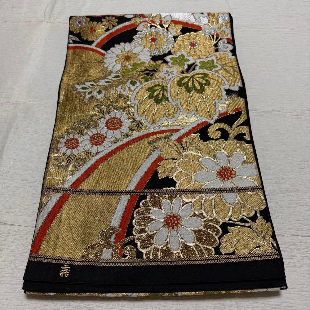 Antique bag obi large flower pattern